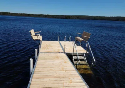 Stable aluminum dock system on Maine lake